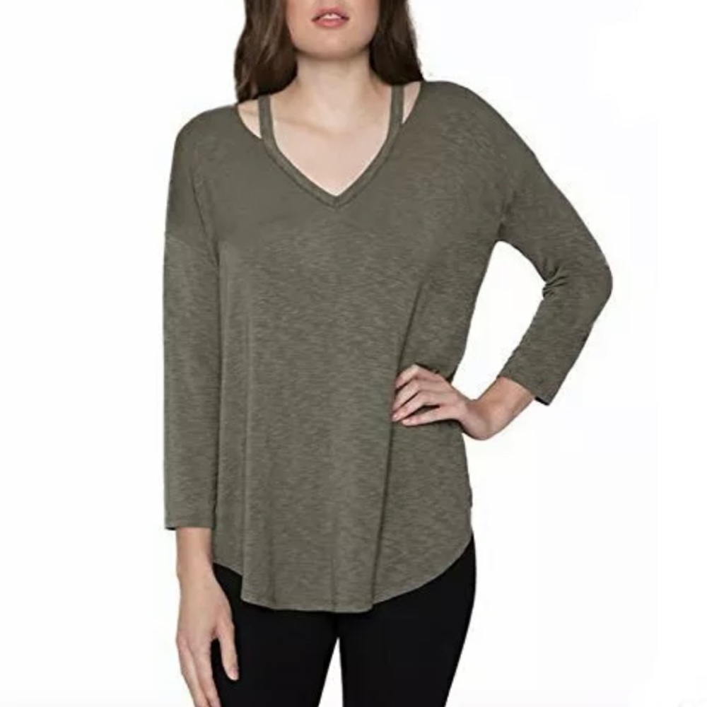 MATTY M 3/4 length sleeve khaki top, NWT